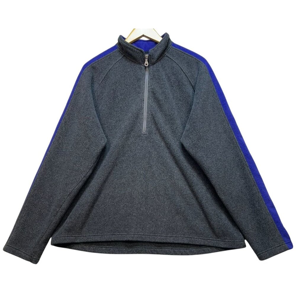Lands' End Mens Fleece 1/2 Zip Pullover Sweatshirt Long Sleeve Size XL Gray Blue